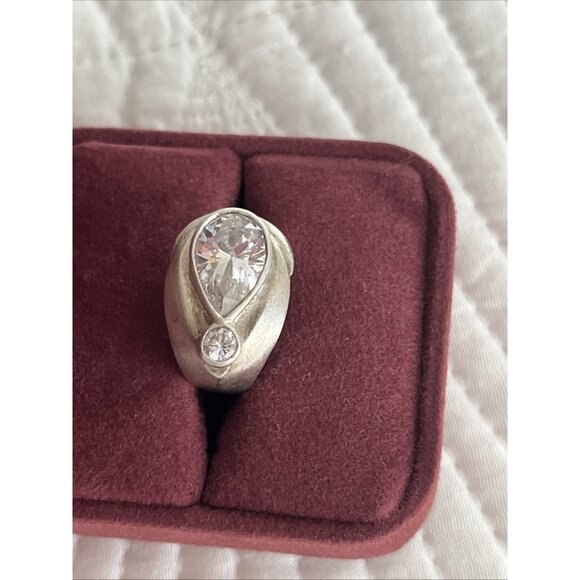 Unbranded Jewelry - Vintage Pear Shape CZ Zirconia Solitaire 925 Sterling Silver Ring Sz 9
